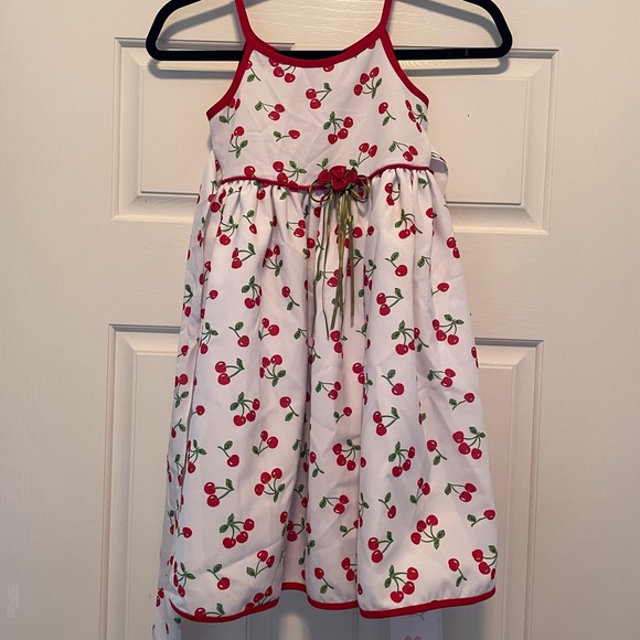 Other - Girls White Cherry Print Sundress with Red Trim